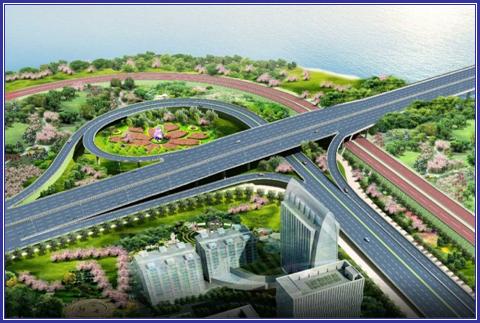 874km 采用单喇叭互通,互通区滨海大道路线全长 0.图片